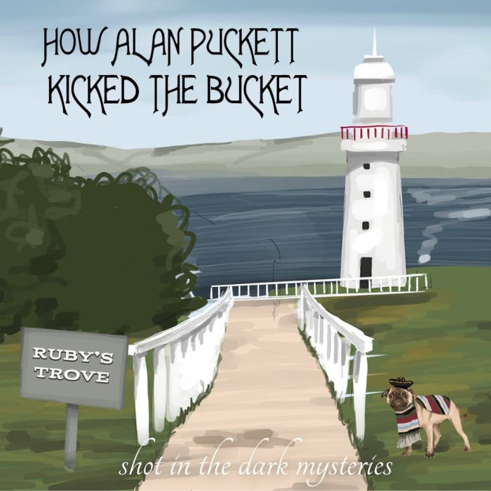 1080 x 1080 Cover for How Alan Puckett Kicked The Bucket, a murder mystery party game from Shot In The Dark Mysteries