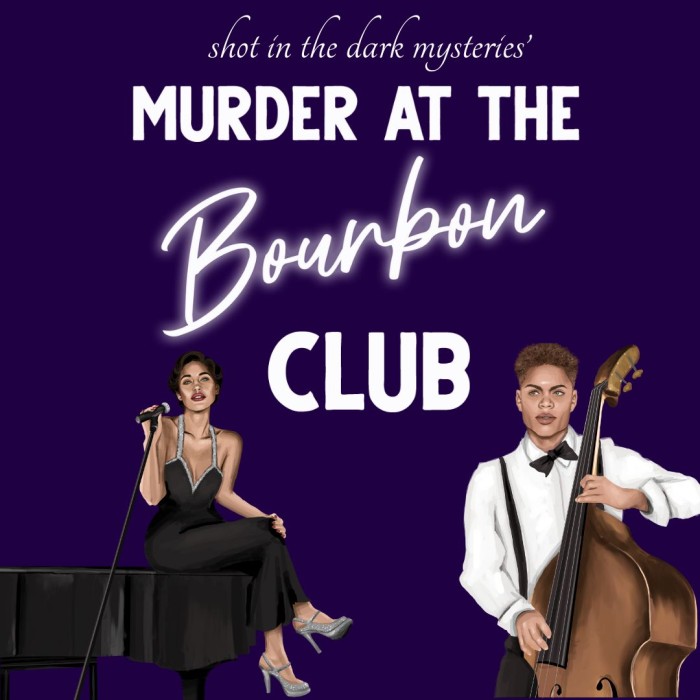 1080 x 1080 Cover for Murder at the Bourbon Club, a murder mystery party game from Shot In The Dark Mysteries