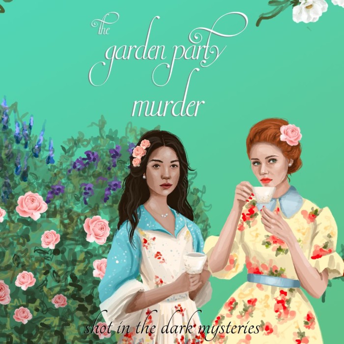 1080 x 1080 Cover for The Garden Party Murder, a mystery game kit from Shot In The Dark Mysteries