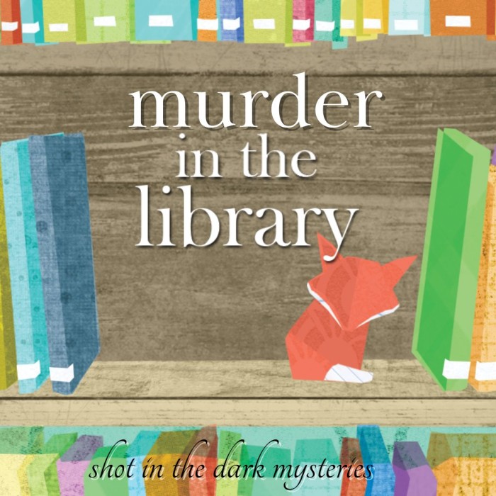1080 x 1080 Cover for Murder in the Library, a mystery party game from Shot In The Dark Mysteries
