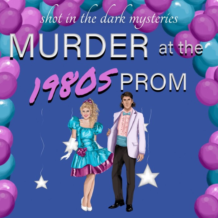 1080 x 1080 Cover for Murder at the 1980s Prom, a mystery party game from Shot In The Dark Mysteries