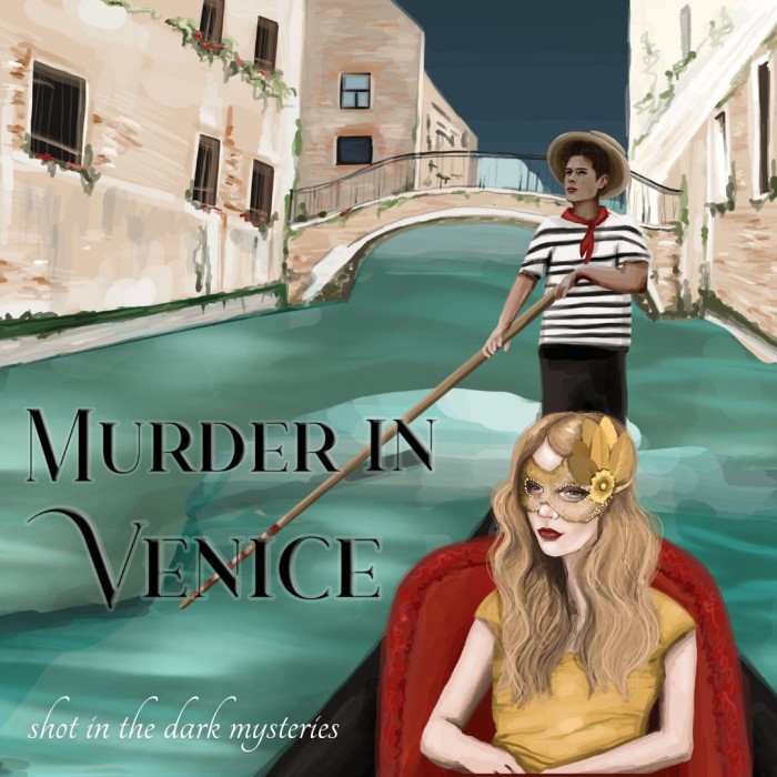 1080 x 1080 Cover for Murder in Venice, a mystery party game from Shot In The Dark Mysteries