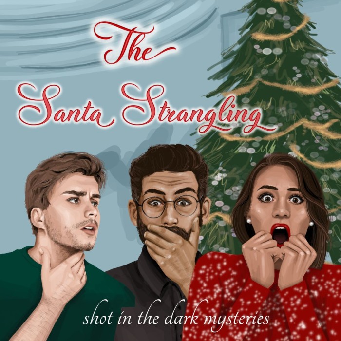 1080 x 1080 Cover for The Santa Strangling, a murder mystery party game kit from Shot In The Dark Mysteries