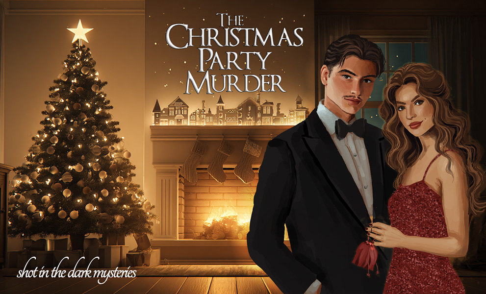 Cover Image for The Christmas Party Murder, a holiday themed mystery party game from Shot In The Dark Mysteries
