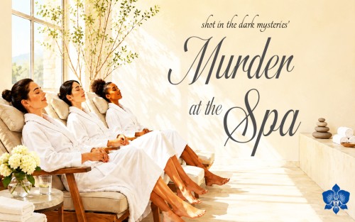 The cover image for Murder at the Spa, an interactive murder mystery party game from Shot in The Dark Mysteries