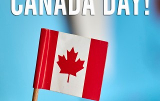 An image of a Canada Flag and text that reads "Happy Canada Day" from Shot In The Dark Mysteries