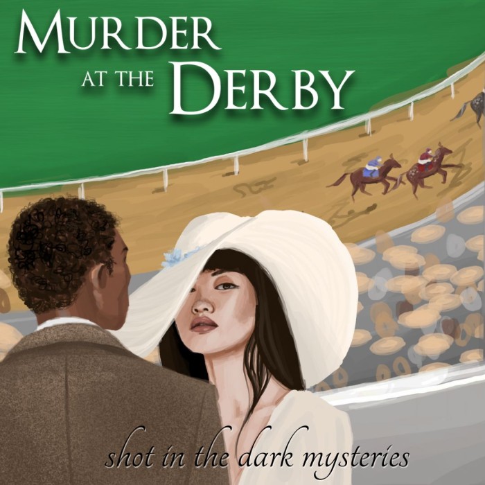 1080x1080 Logo for Murder at the Derby, an interactive murder mystery party game from Shot In The Dark Mysteries