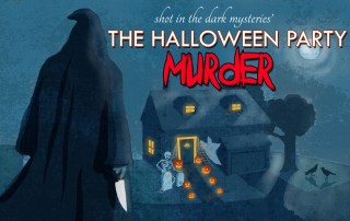 The cover image for The Halloween Party Murder, an interactive murder mystery party game from Shot In The Dark Mysteries