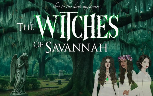 The cover image for The Witches of Savannah, a murder mystery party game kit from Shot In The Dark Mysteries