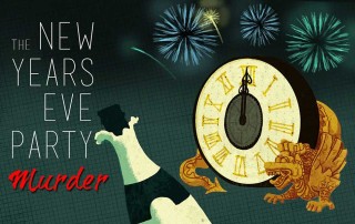 Cover image for The New Years Eve Party Murder, a NYE mystery party game from Shot In The Dark Mysteries